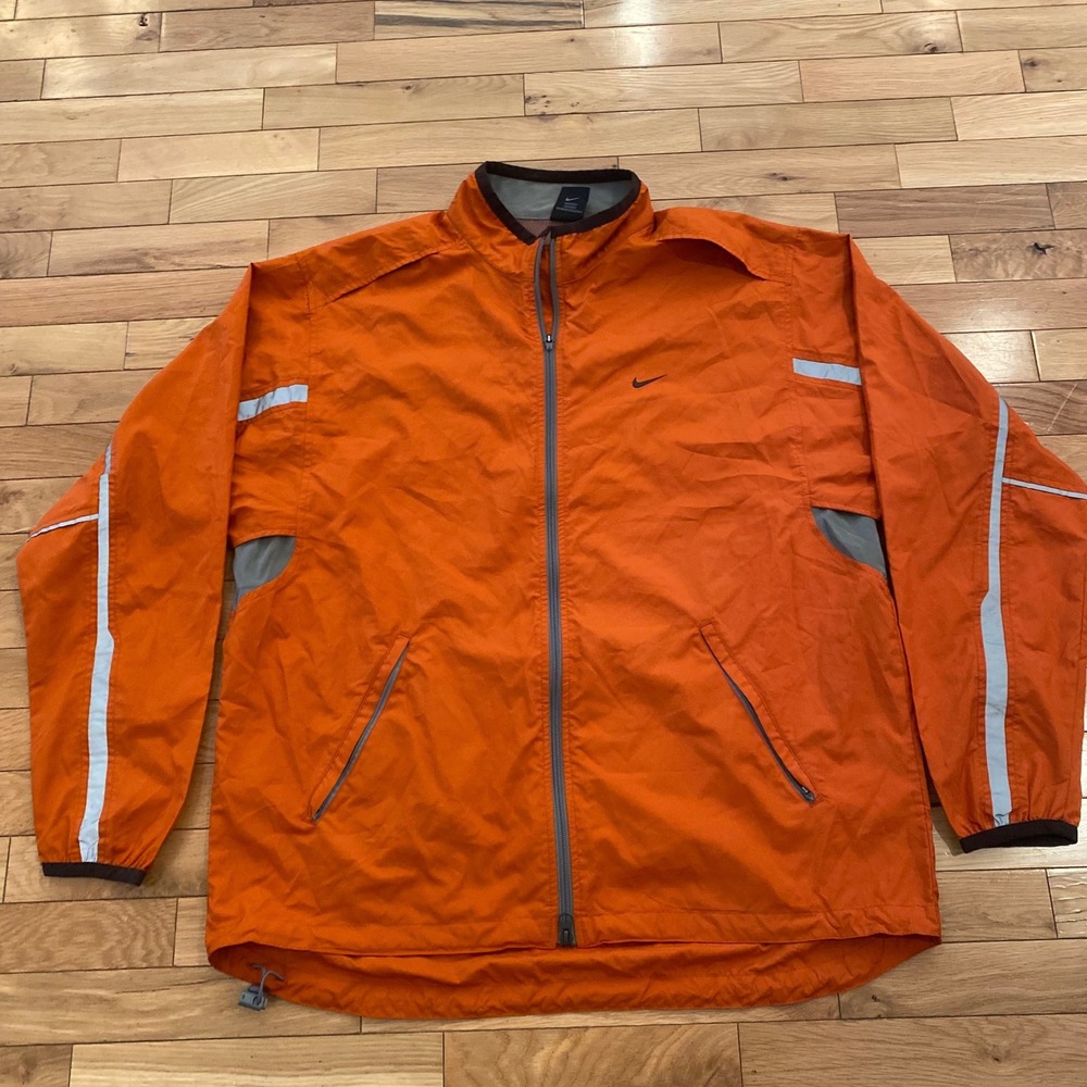 Vintage 90's Nike Men's Windbreaker Size XL‎ Y2K Orange Running Reflective Track